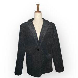 Sandro Black Plush Fleece Blazer | Soft Tailored Jacket | Size M
